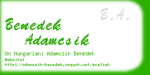 benedek adamcsik business card